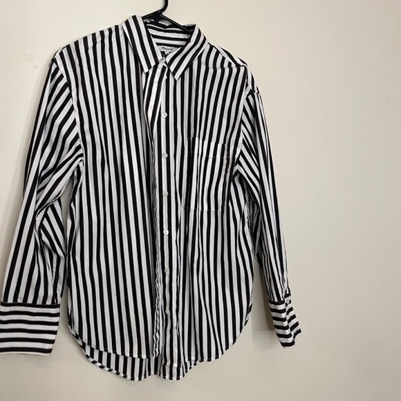 Madewell Brown and White Stripe Shirt size M - Picture 4 of 8